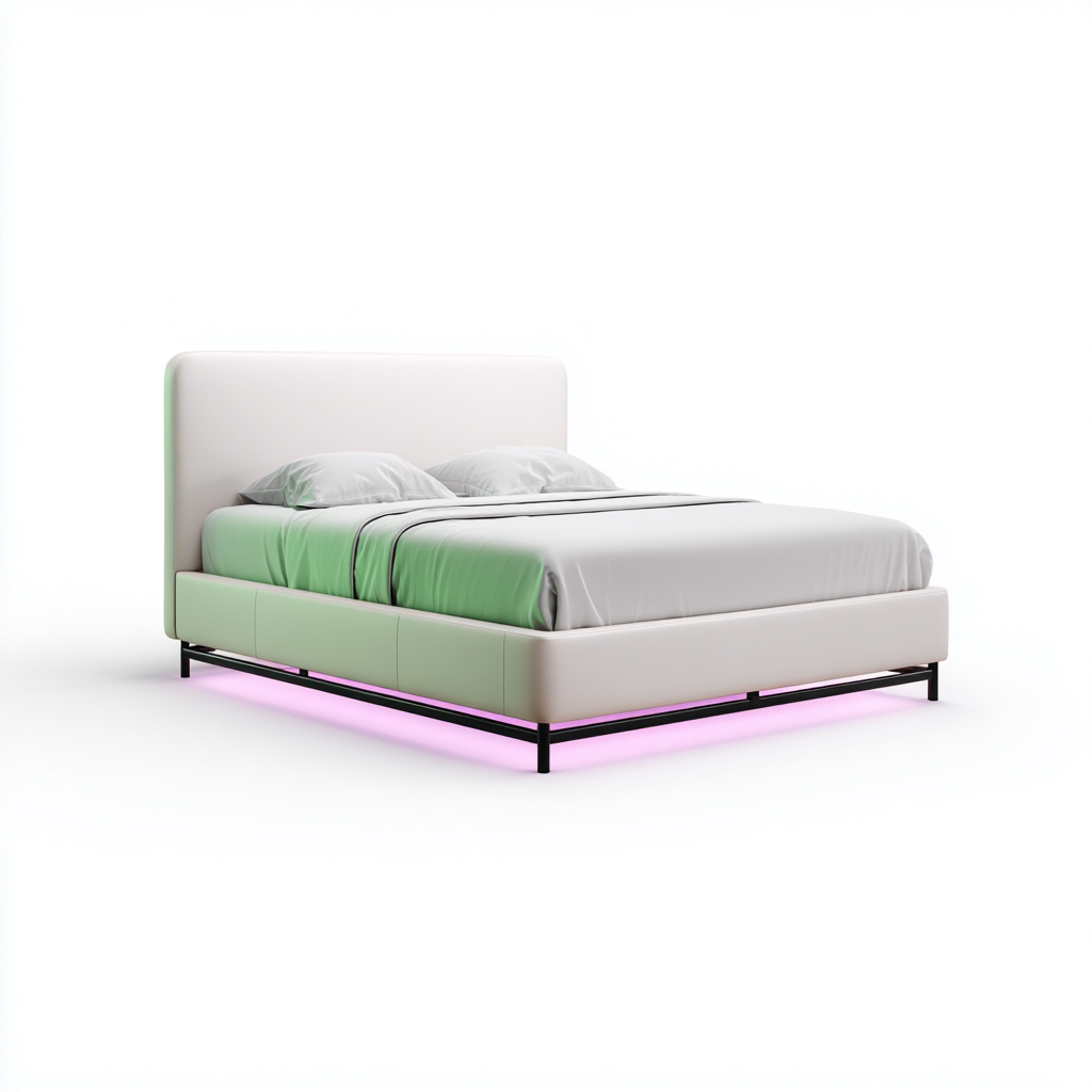 Lit double tissu synthétique et panneaux MDF 200x160x95 cm - blanc - design moderne-Tadiadwell