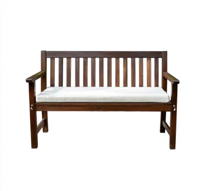 Banc de jardin en bois avec coussin 140x55x85 cm - bois foncé-blanc - style classique pour extérieur-Tadiadwell