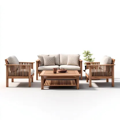 Canapé d'extérieur en bois avec table basse 180x75x75 cm - brun et beige - salon de jardin naturel-Tadiadwell