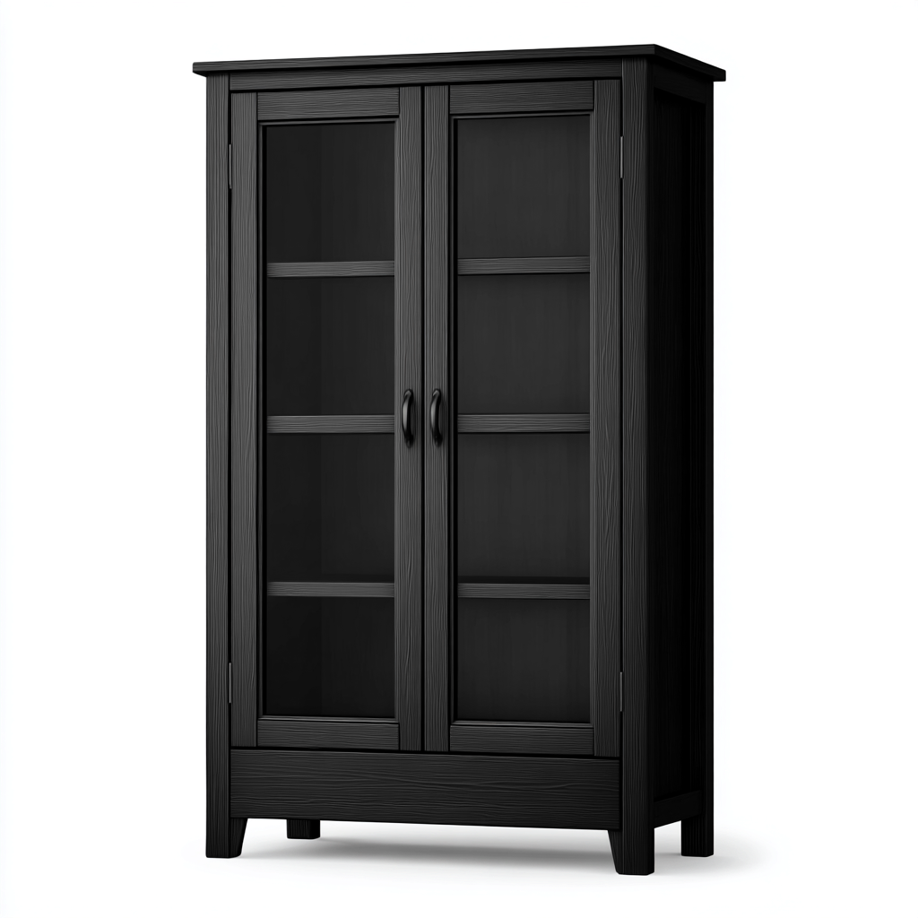 Vitrine en bois 90x45x180 cm - noir - rangement pour salon-Loviazinest