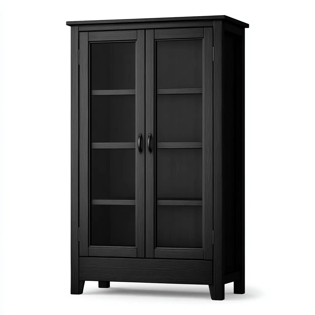 Vitrine en bois 90x45x180 cm - noir - rangement pour salon-Loviazinest