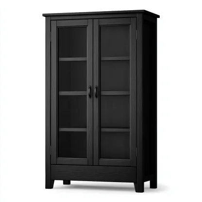 Vitrine en bois 90x45x180 cm - noir - rangement pour salon-Loviazinest