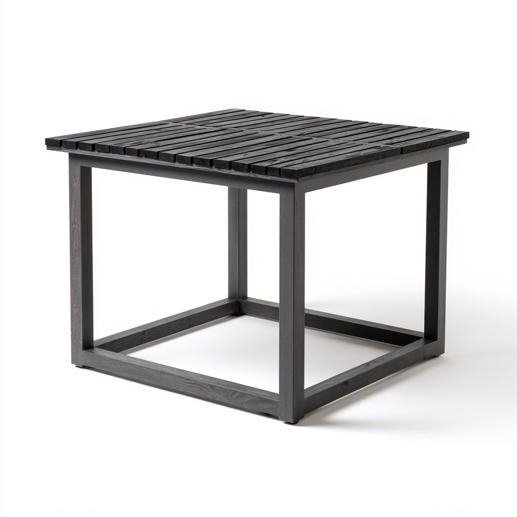 Table de jardin carrée en bois 90x90x75 cm - noir - design moderne extérieur-Loviazinest