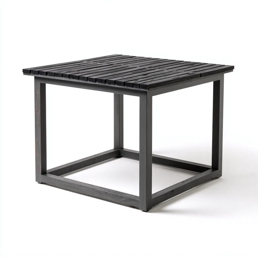 Table de jardin carrée en bois 90x90x75 cm - noir - design moderne extérieur-Loviazinest