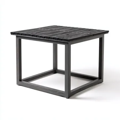 Table de jardin carrée en bois 90x90x75 cm - noir - design moderne extérieur-Loviazinest