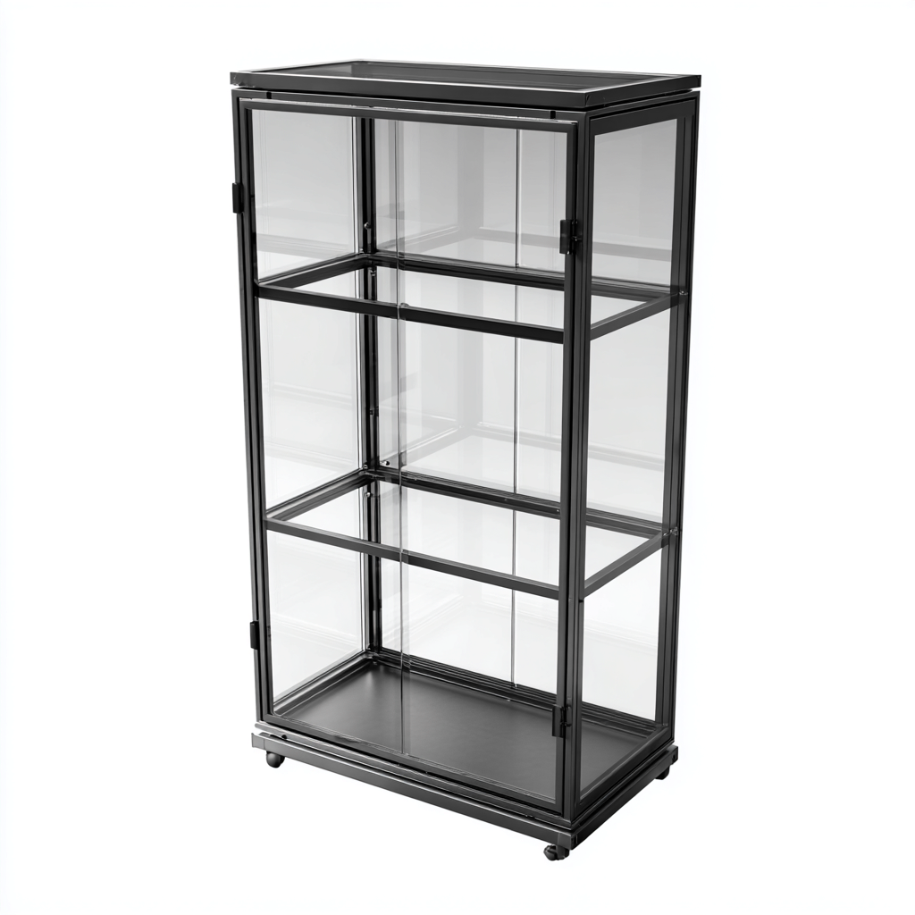 Vitrine verre et métal 45x45x110 cm - noir - style moderne-Loviazinest