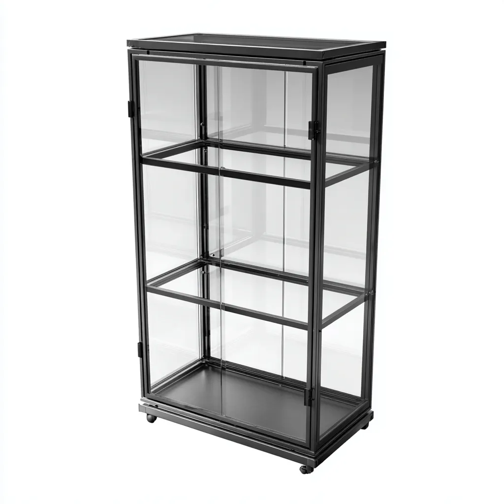 Vitrine verre et métal 45x45x110 cm - noir - style moderne-Loviazinest