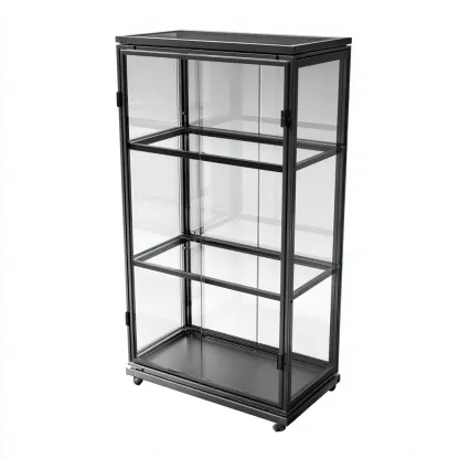 Vitrine verre et métal 45x45x110 cm - noir - style moderne-Loviazinest