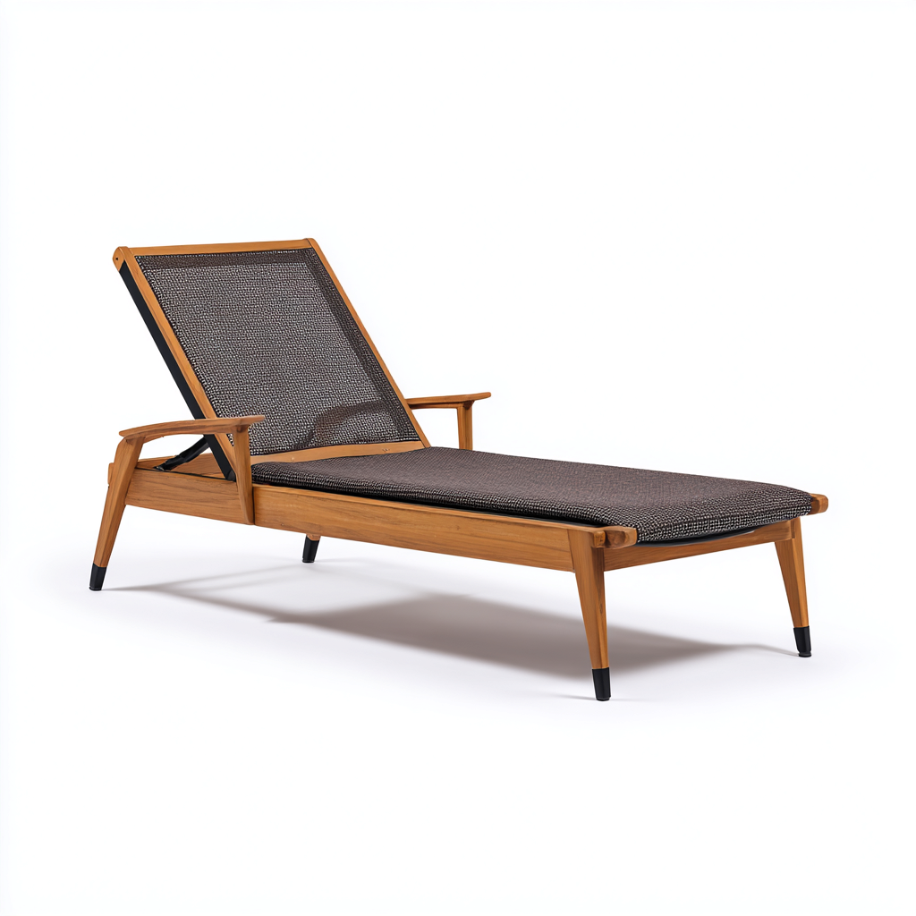 Bain de soleil en bois et textile 200x65x85 cm - marron foncé-gris foncé - design extérieur contemporain-Loviazinest