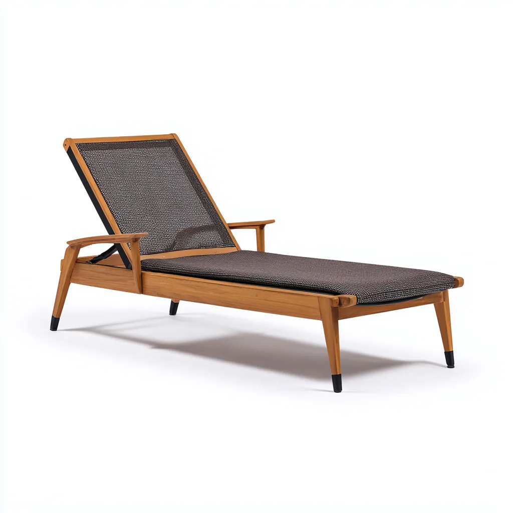 Bain de soleil en bois et textile 200x65x85 cm - marron foncé-gris foncé - design extérieur contemporain-Loviazinest