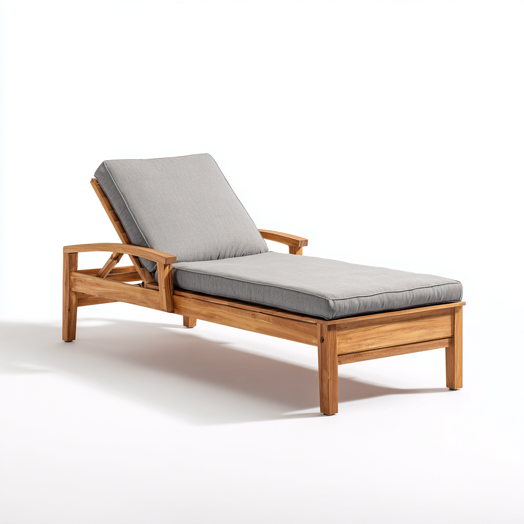 Bain de soleil en bois 200x65x85 cm - bois naturel-gris clair - détente extérieure-Loviazinest