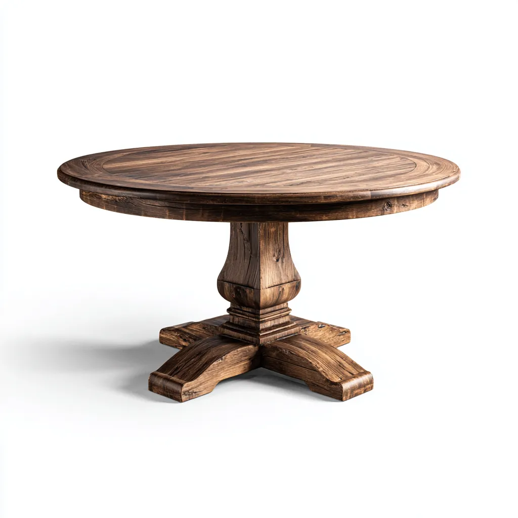 Table de jardin ronde en bois 120x120x75 cm - bois naturel - style classique extérieur-Loviazinest