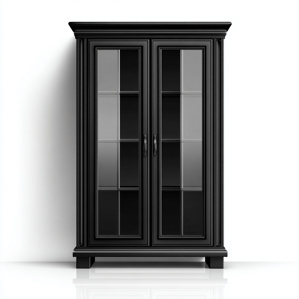 Vitrine en bois et verre 95x45x190 cm - noir - style classique pour salon-Loviazinest