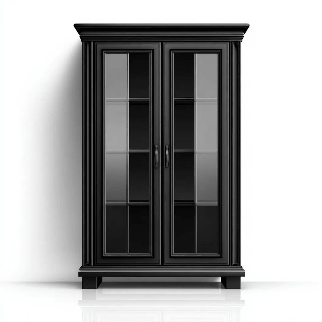 Vitrine en bois et verre 95x45x190 cm - noir - style classique pour salon-Loviazinest