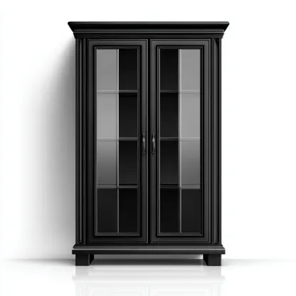 Vitrine en bois et verre 95x45x190 cm - noir - style classique pour salon-Loviazinest