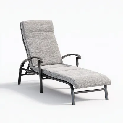 Bain de soleil structure métal et tissu 195x70x85 cm - gris clair - chaise longue d'extérieur moderne-Loviazinest