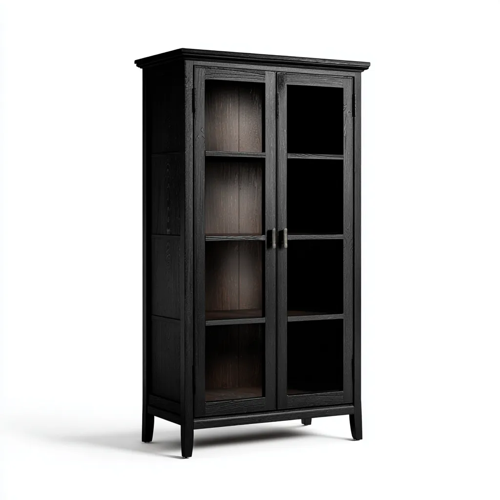 Vitrine en bois et verre 90x40x180 cm - noir - rangement pour salon-Loviazinest