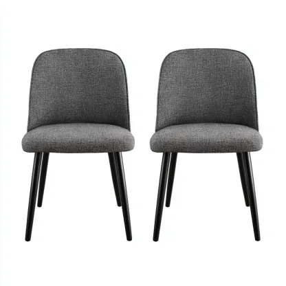 Chaise de salle à manger en tissu et métal 48x54x82 cm - gris foncé-noir - design moderne-Lotaoliving