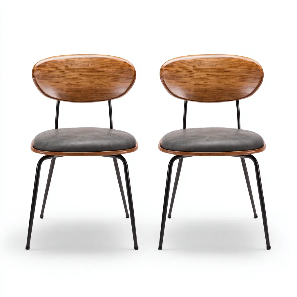 Chaise de salle à manger en bois et métal 45x50x80 cm - marron et gris - design moderne-Lotaoliving