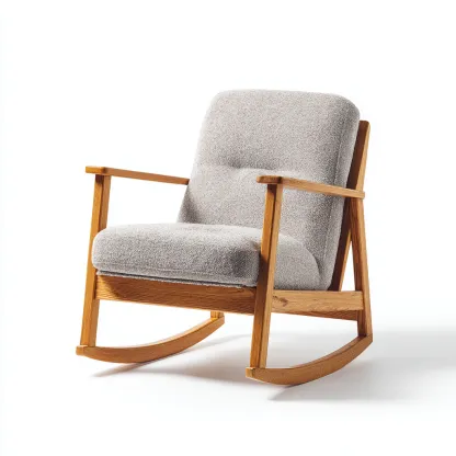 Fauteuil à bascule en tissu et bois 72x88x95 cm - gris clair - style scandinave-Lotaoliving