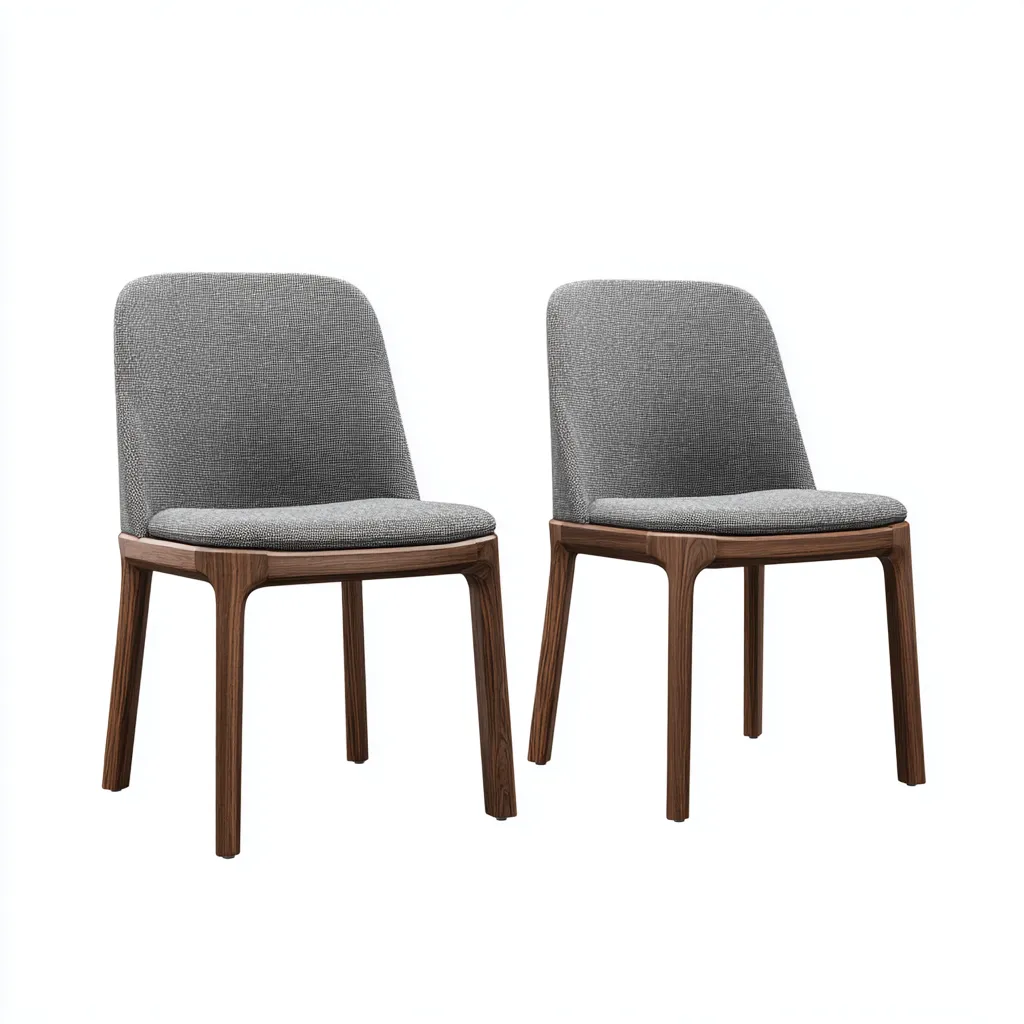 Chaise de salle à manger en tissu et bois 50x56x82 cm - gris clair-noyer - style contemporain-Lotaoliving