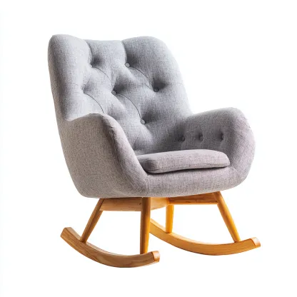 Fauteuil à bascule rembourré 75x85x100 cm - gris et marron - style scandinave-Lotaoliving