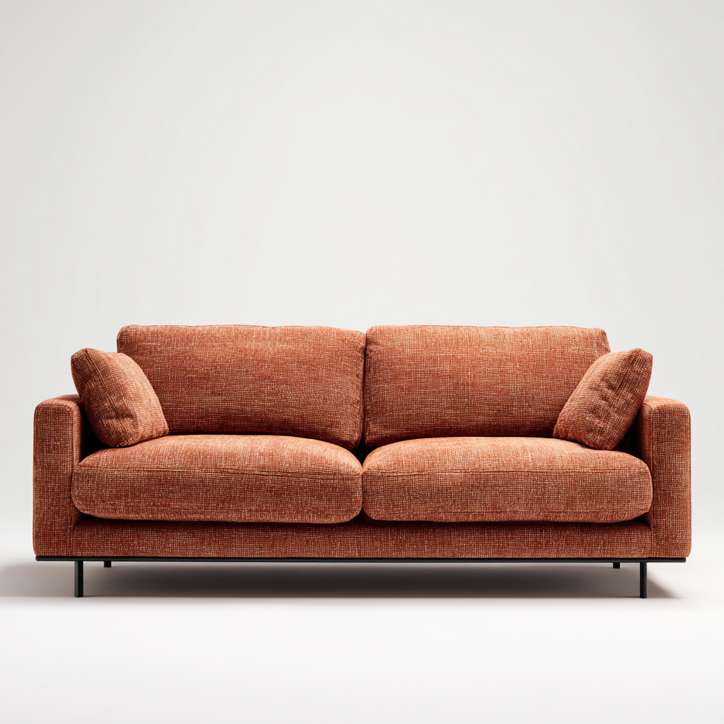 Canapé droit en tissu rembourré 220x90x85 cm - terracotta - style contemporain-Lotaoliving