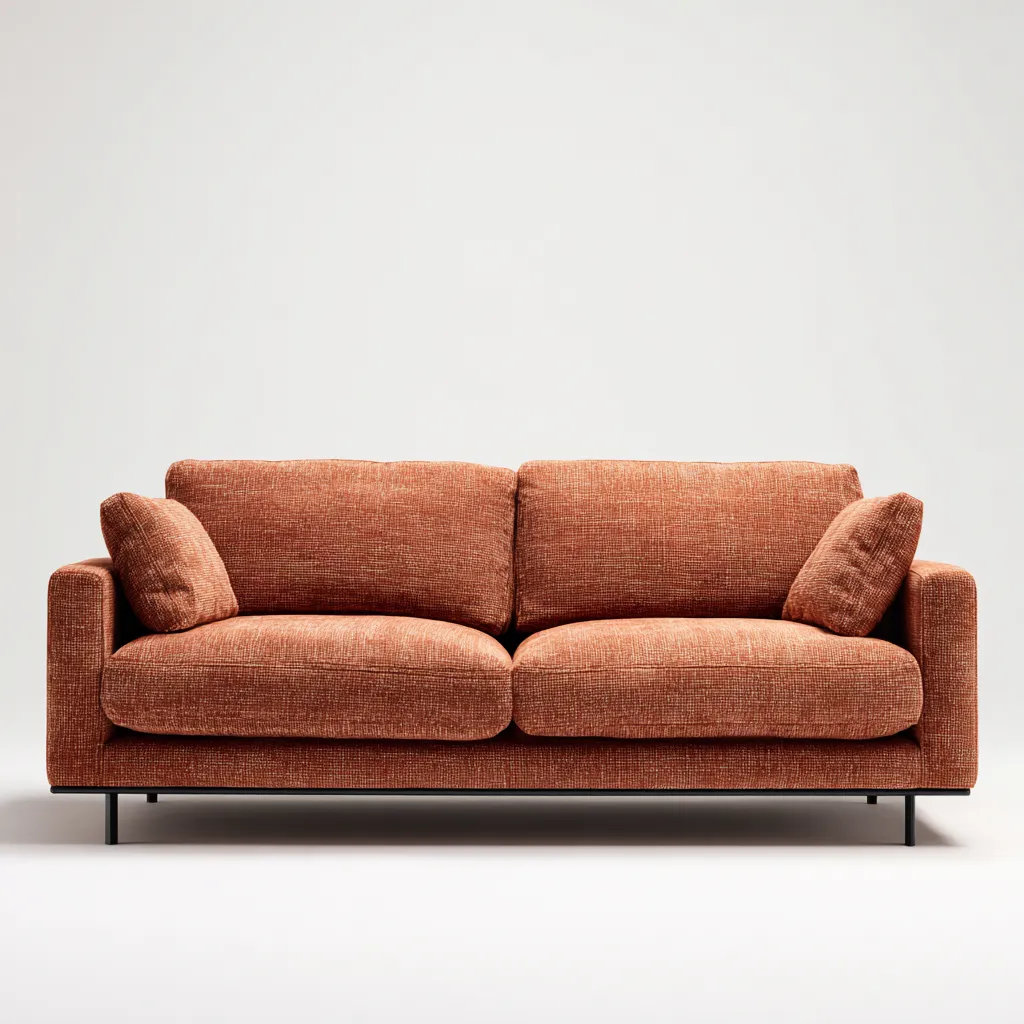 Canapé droit en tissu rembourré 220x90x85 cm - terracotta - style contemporain-Lotaoliving