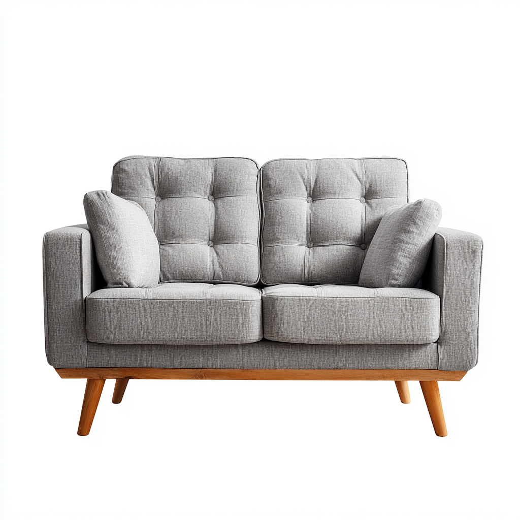 Canapé droit 2 places en tissu 160x90x85 cm - gris clair - style scandinave-Lotaoliving