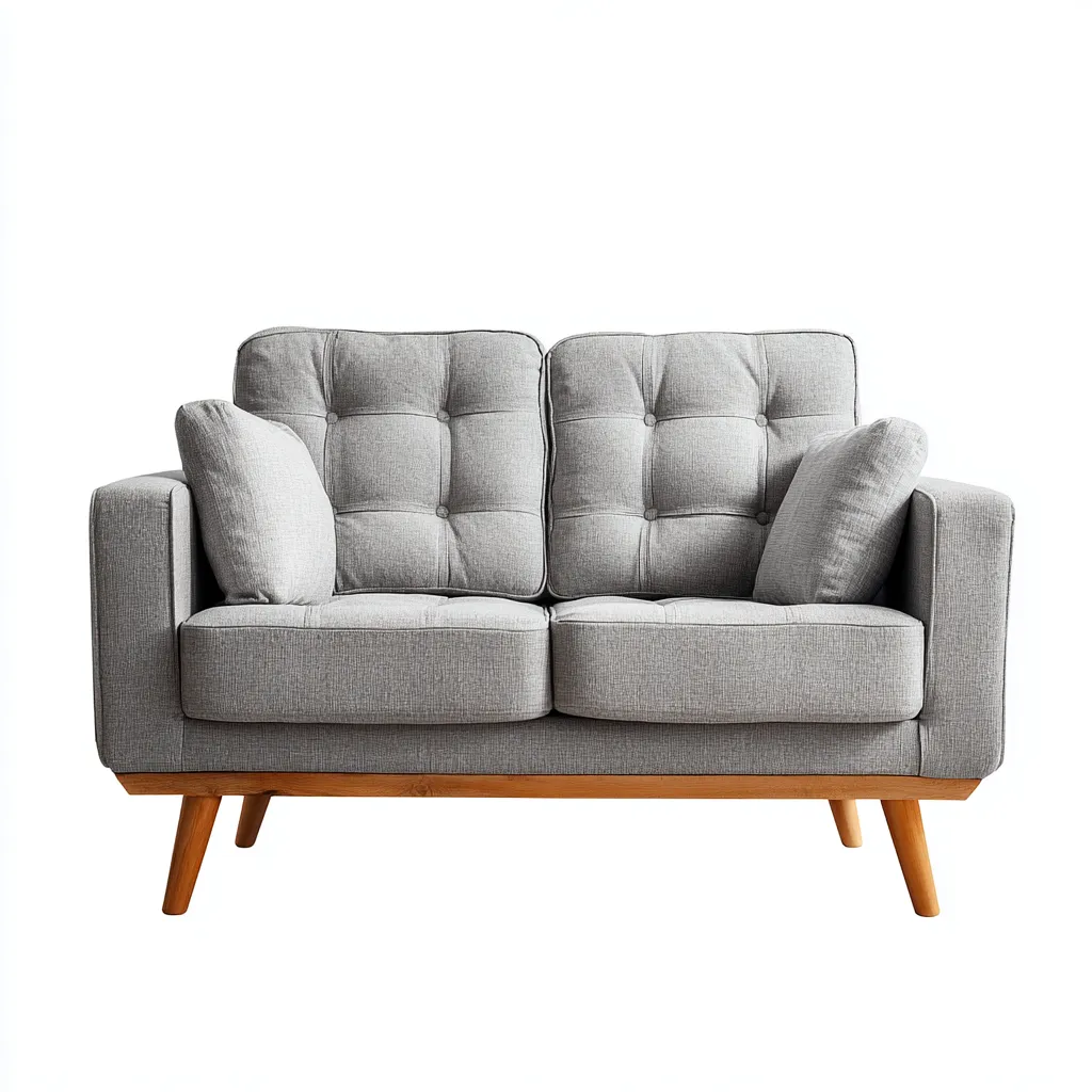 Canapé droit 2 places en tissu 160x90x85 cm - gris clair - style scandinave-Lotaoliving