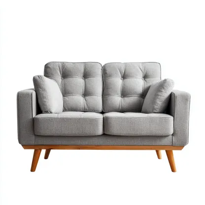 Canapé droit 2 places en tissu 160x90x85 cm - gris clair - style scandinave-Lotaoliving