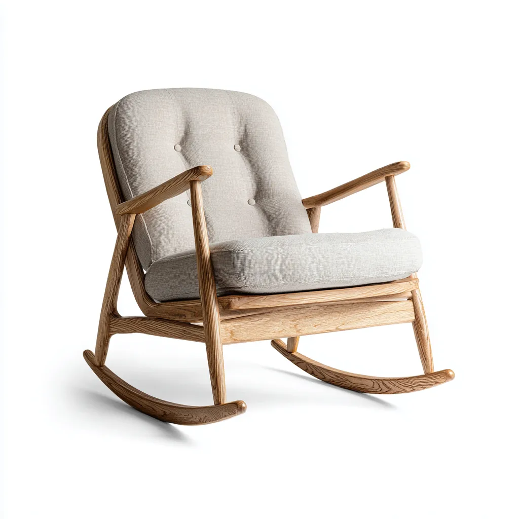 Fauteuil à bascule en tissu 70x85x95 cm - beige-marron - style scandinave-Lotaoliving