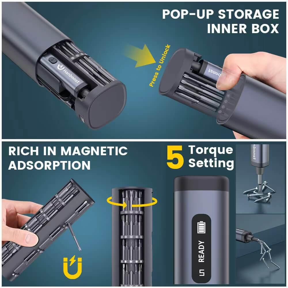Hanboost 78 in 1 Precision Electric Screwdriver Set Storage Box Design for Reparing