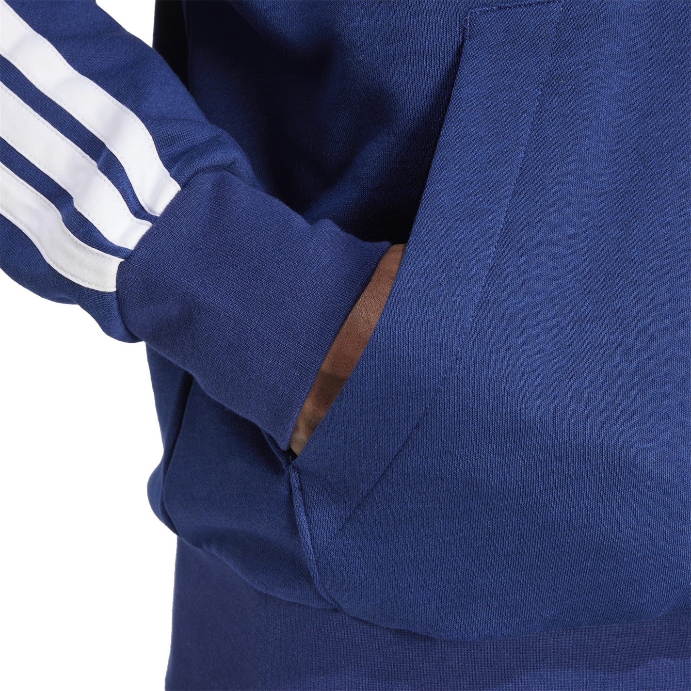 Mens Essentials Fleece 3-Stripes Full-Zip Hoodie