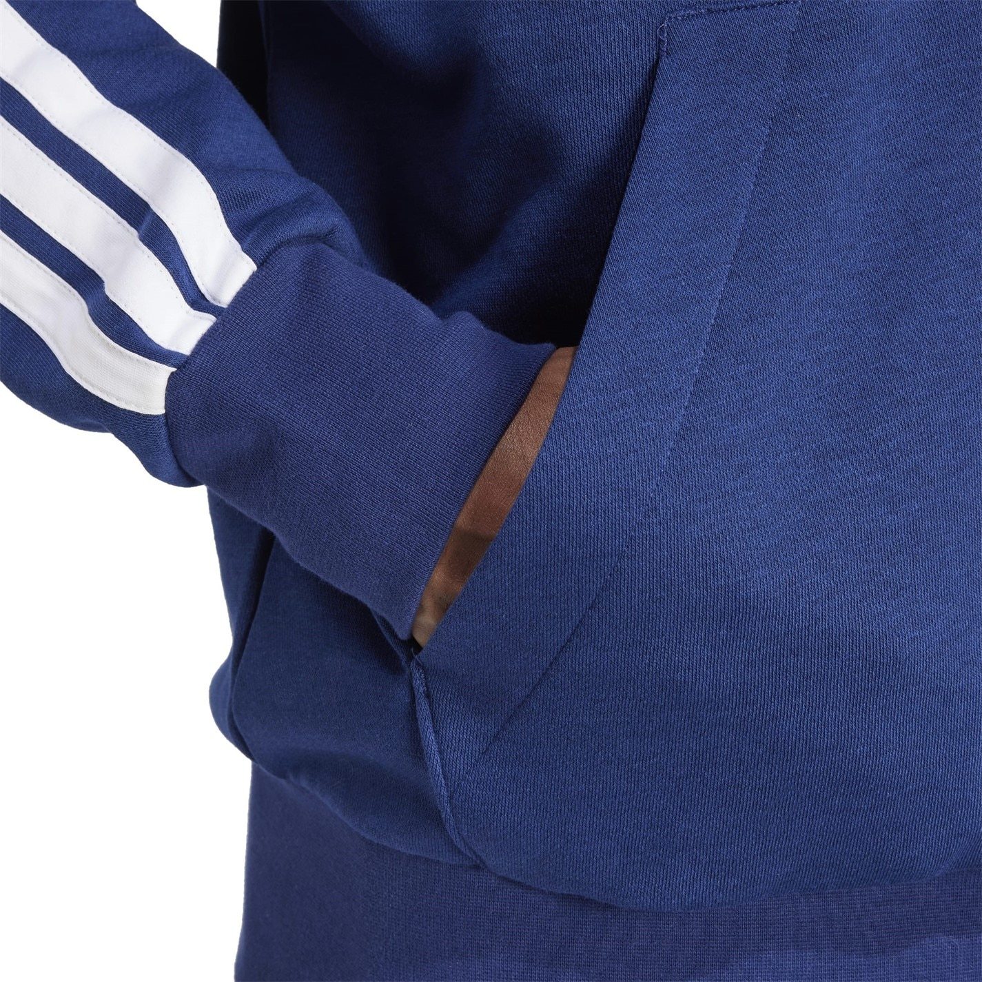 Mens Essentials Fleece 3-Stripes Full-Zip Hoodie