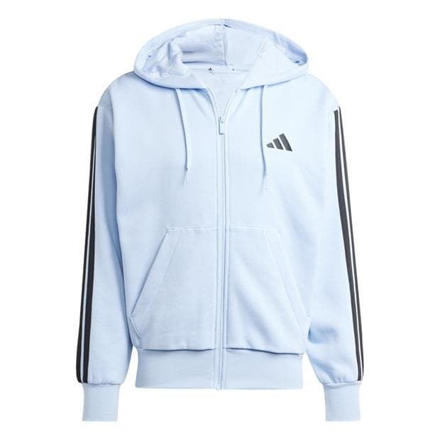 Mens Essentials Fleece 3-Stripes Full-Zip Hoodie