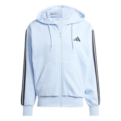 Mens Essentials Fleece 3-Stripes Full-Zip Hoodie