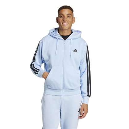 Mens Essentials Fleece 3-Stripes Full-Zip Hoodie