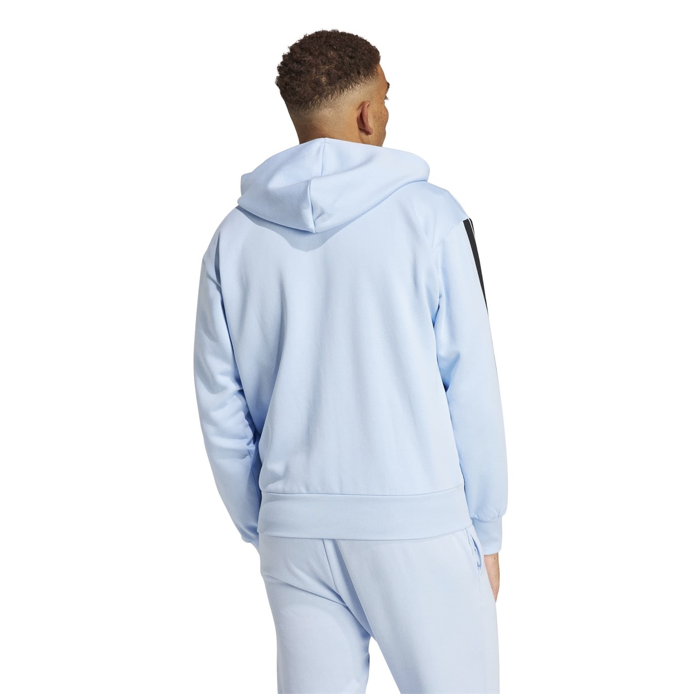 Mens Essentials Fleece 3-Stripes Full-Zip Hoodie