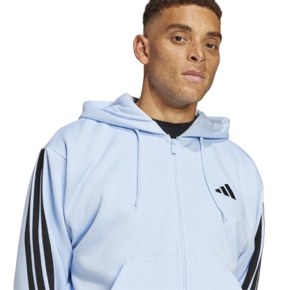 Mens Essentials Fleece 3-Stripes Full-Zip Hoodie