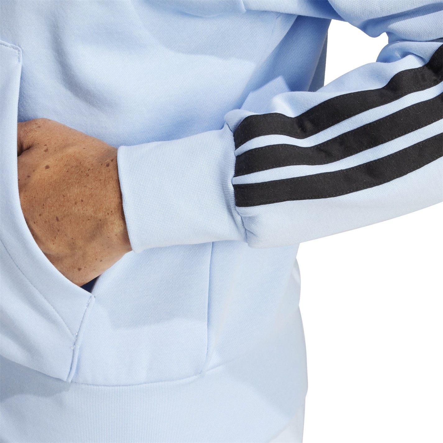 Mens Essentials Fleece 3-Stripes Full-Zip Hoodie