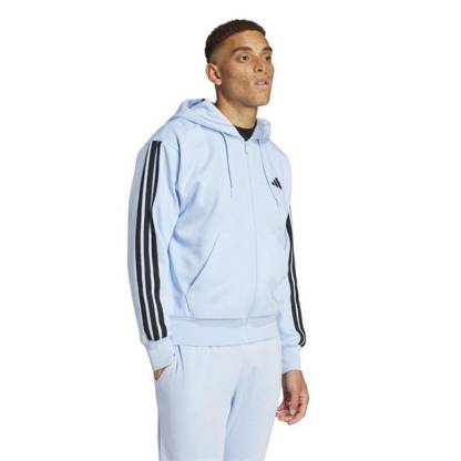 Mens Essentials Fleece 3-Stripes Full-Zip Hoodie