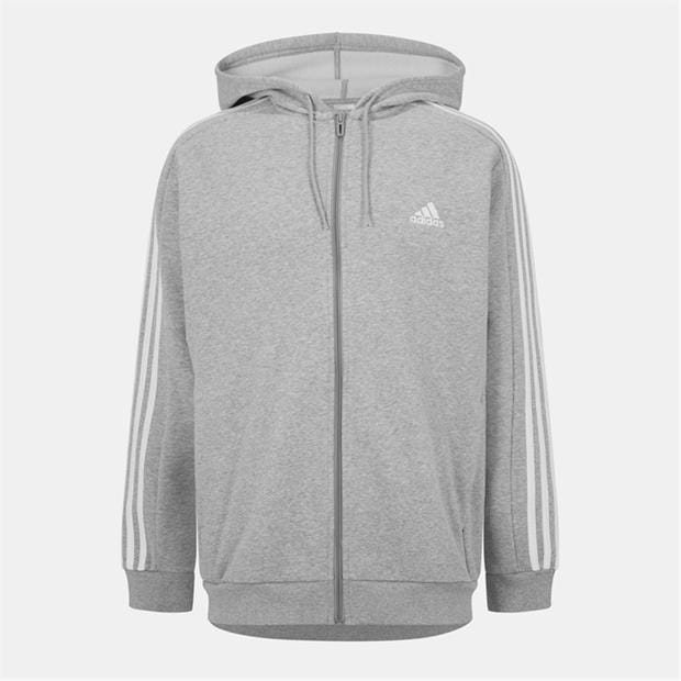 Mens Essentials Fleece 3-Stripes Full-Zip Hoodie
