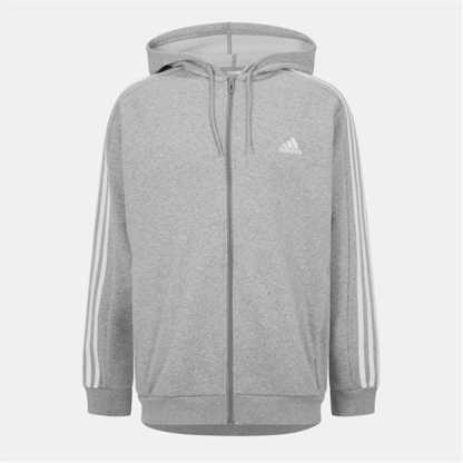 Mens Essentials Fleece 3-Stripes Full-Zip Hoodie