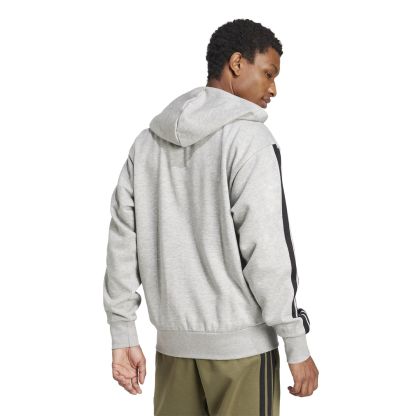 Mens Essentials Fleece 3-Stripes Full-Zip Hoodie