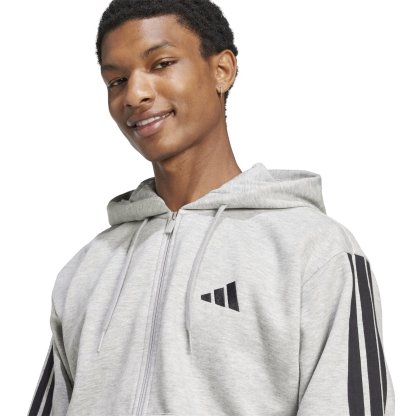 Mens Essentials Fleece 3-Stripes Full-Zip Hoodie
