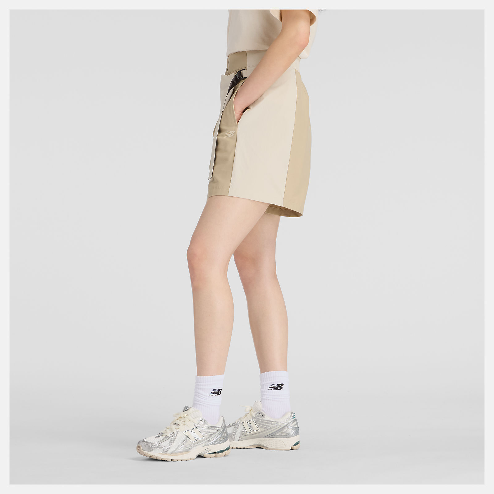 NB GREY カラーブロックショーツ