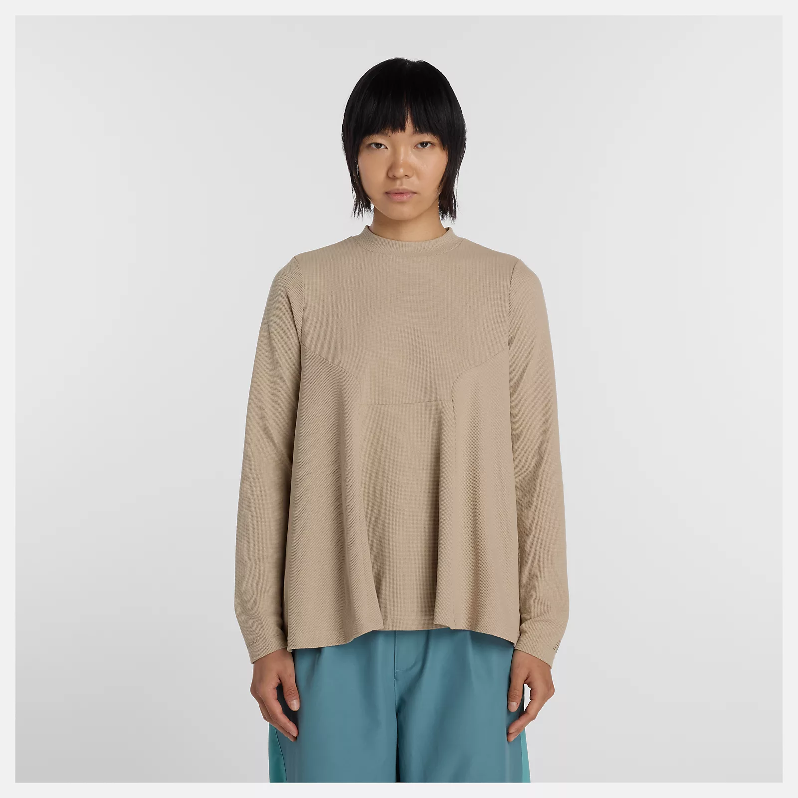 NB GREY ペプラム長袖トップ