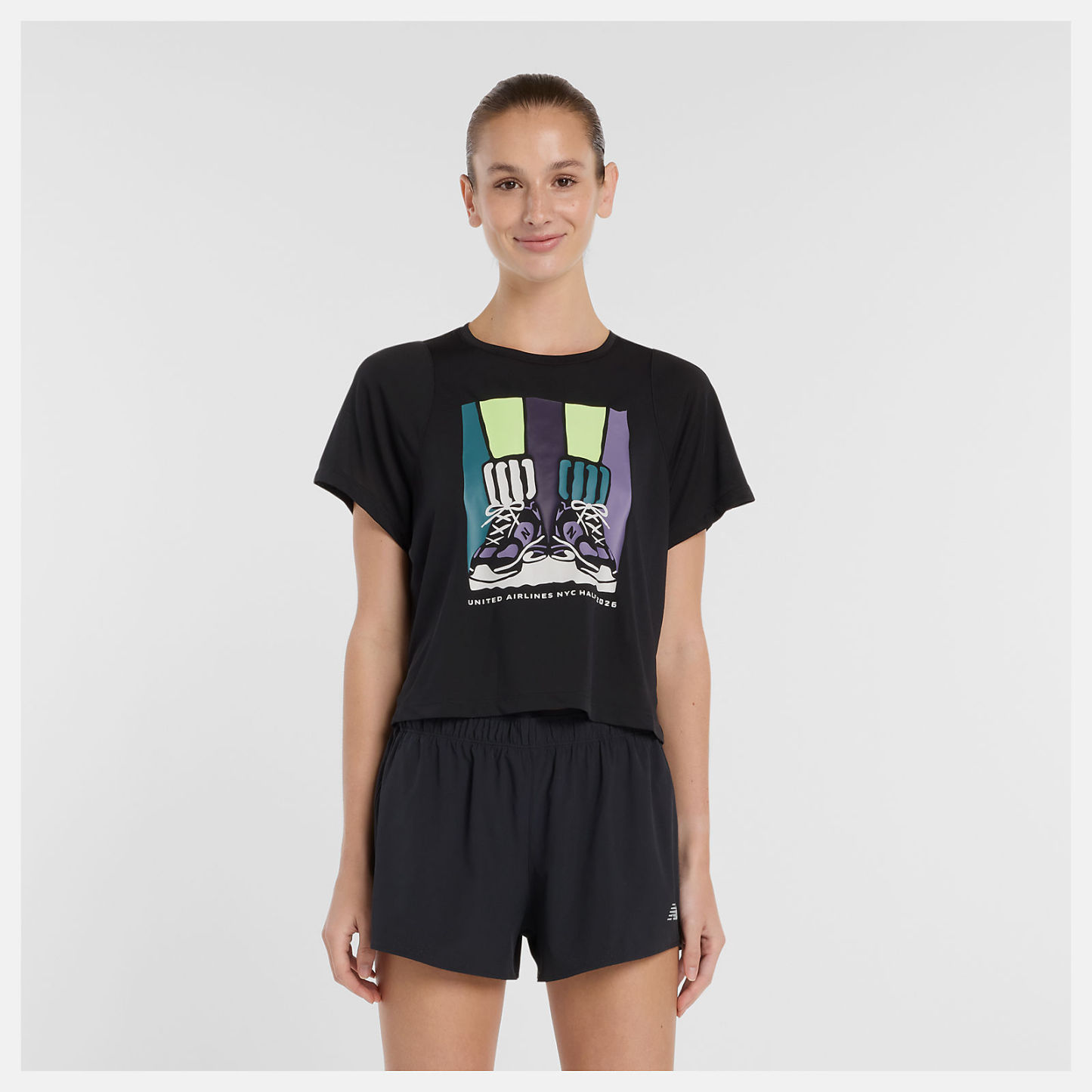 United Airlines NYC HalfハーフウィメンズドレーピージャージTシャツ