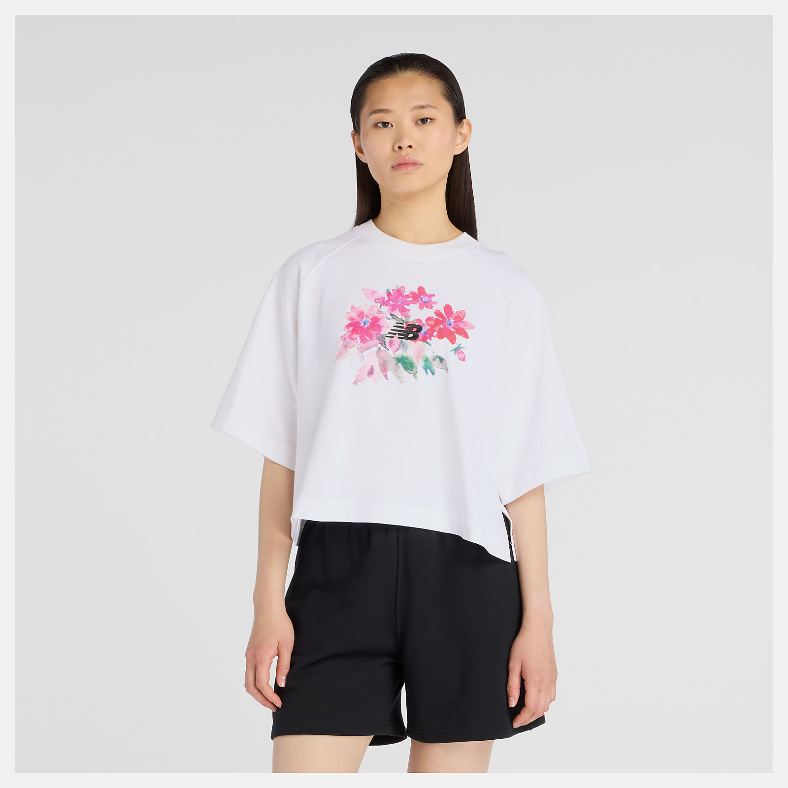 ウォーターカラーピンクボクシーTシャツ